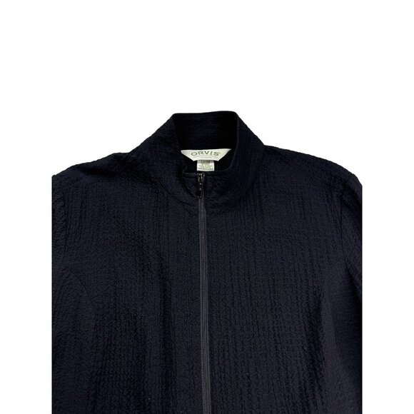 Orvis Womens Black Textured Jacket Size S (6/8) Rayon Blend Full Zip Lightweight - Picture 2 of 6
